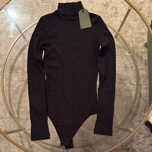 All Saints Black Long Sleeve Ribbed Bodysuit